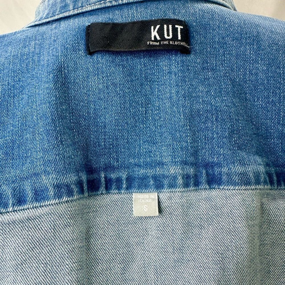 Kut from the Kloth Amelia Light Blue Distressed Jean Jacket Size S - Picture 13 of 16